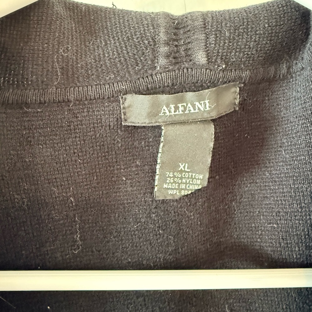 Alfani Black Open Front Cardigan Women’s XL Shawl Collar Sweater - Picture 3 of 4